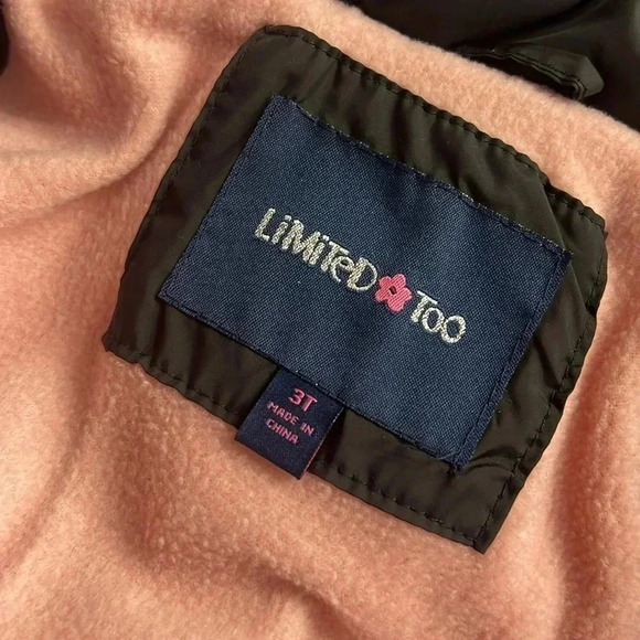 Black Limited Too Toddler Girl Puffer coat size 3T - Picture 3 of 4
